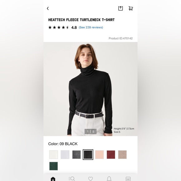 Uniqlo HEATTECH FLEECE TURTLENECK T-SHIRT - Picture 3 of 3